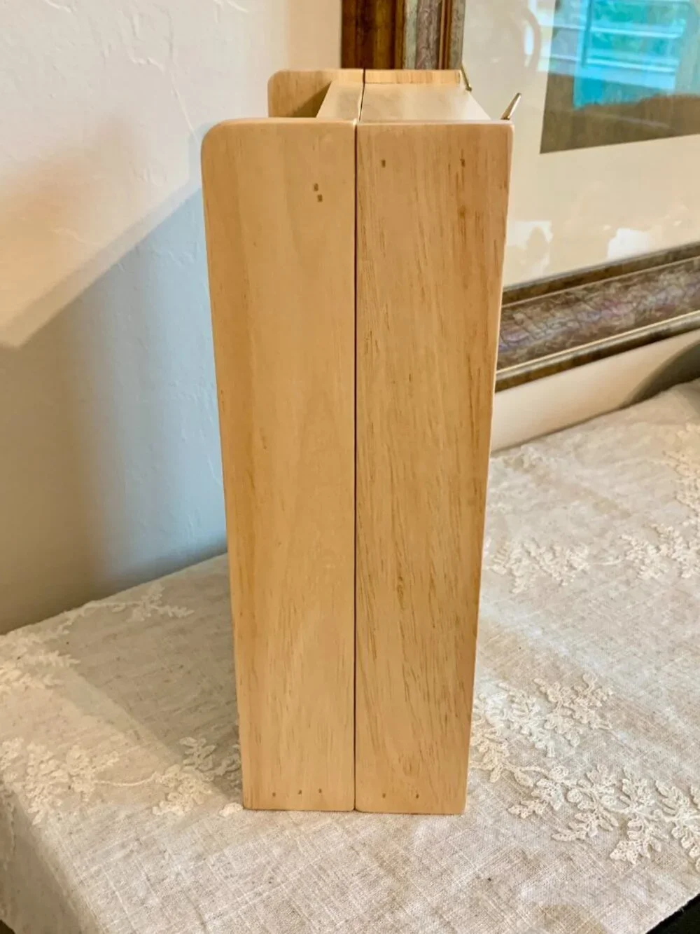 Wood Wall Hanging Mail Letter Rack and Hinged Hidden Key Organizer